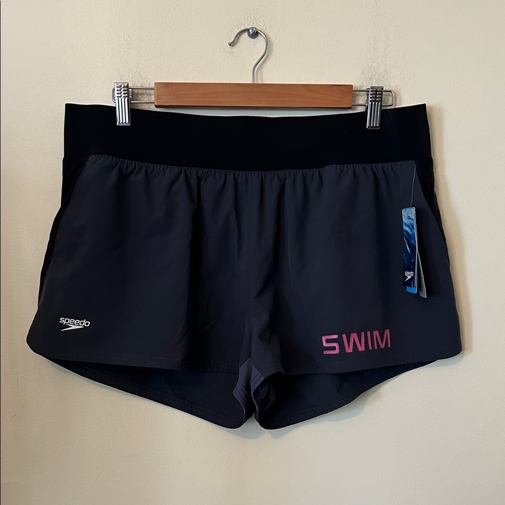 Speedo Women's Black Athletic Swim Shorts Size L